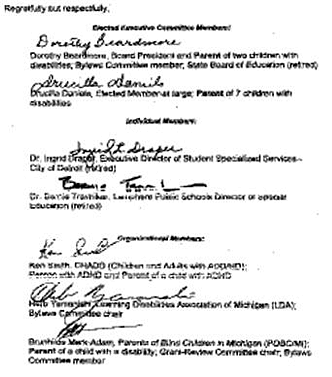 Scanned Image of CAUSE Board members' signatures