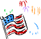 American Flag with Fireworks in the background