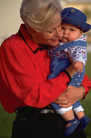 Grandmother holding a baby