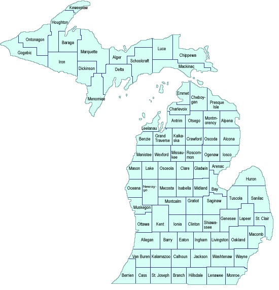 Map of Michigan Counties